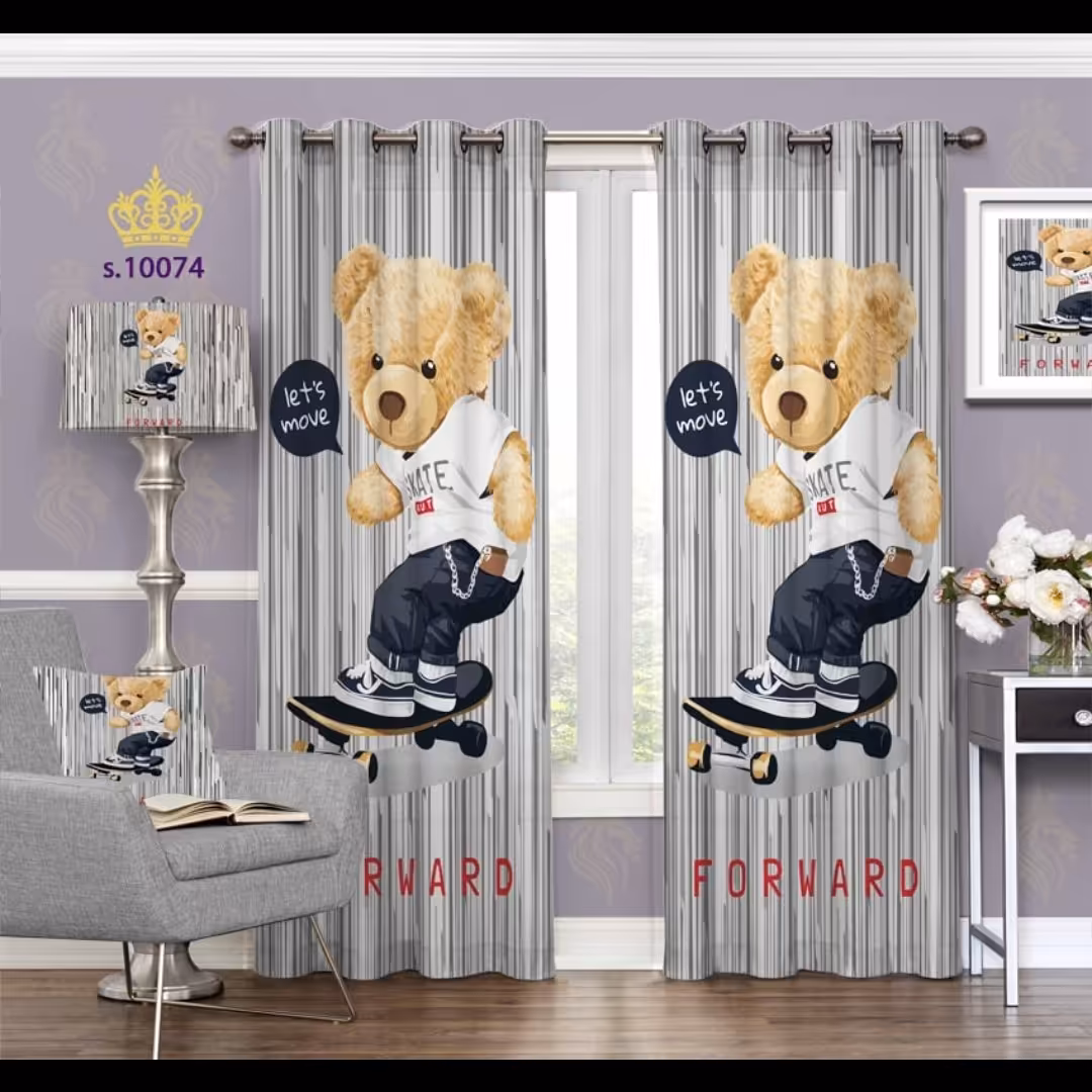 پرده اتاق خواب پسرانه دو قواره طرح کارتونی کد S10074