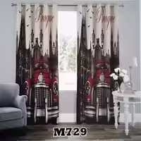 پرده چاپی پانچ دو قواره  طرح منظره کد m729