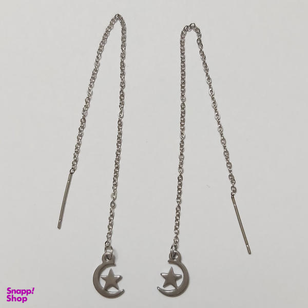 گوشواره زنانه مدل بخیه طرح ماه و ستاره کد moo112
