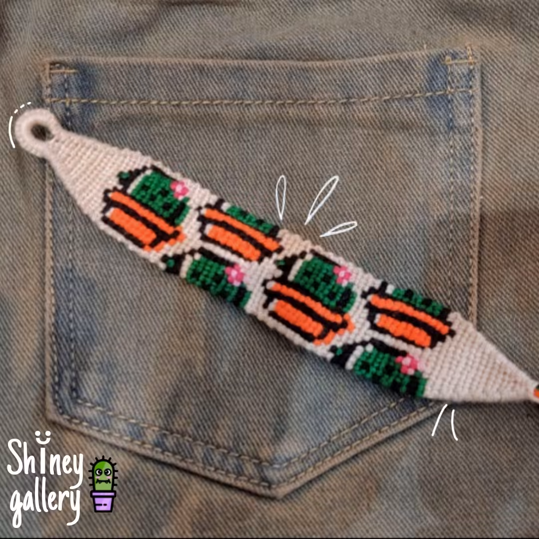 دستبند دوستی دستساز طرح کاکتوس