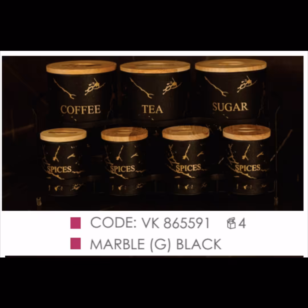 ست پاسماوری 8 پارچه برند BVK کد 865591 رنگ مشکی ماربل طلایی 