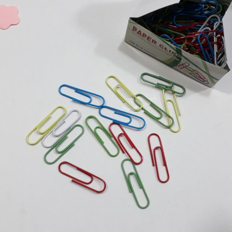 گیره کاغذ رنگی کلیپسی بسته 100عددی