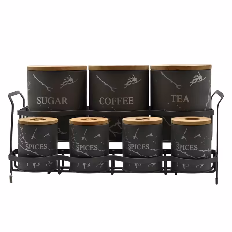 ست پاسماوری ادویه درب چوب (طوسی با طرح ماربل سفید   )  (B.V.K ) 865585