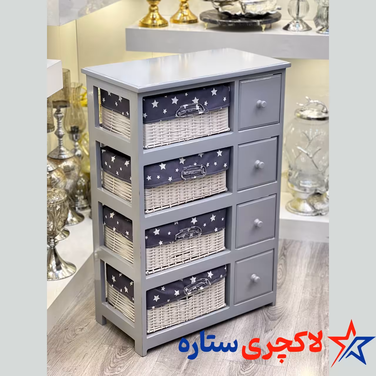 جاسیب زمینی پیاز چهار سبد چهار کشو تمام ام دی اف طوسی