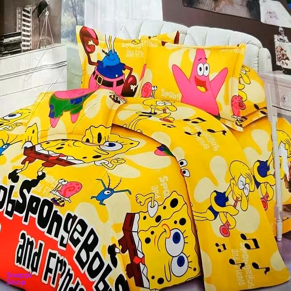 سرویس روتختی طرح باب اسفنجی یک نفره 4 تکه