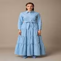 پیراهن آبی زنانه لایه و تکان دادن لباس دقیق بژل Mert Erkan