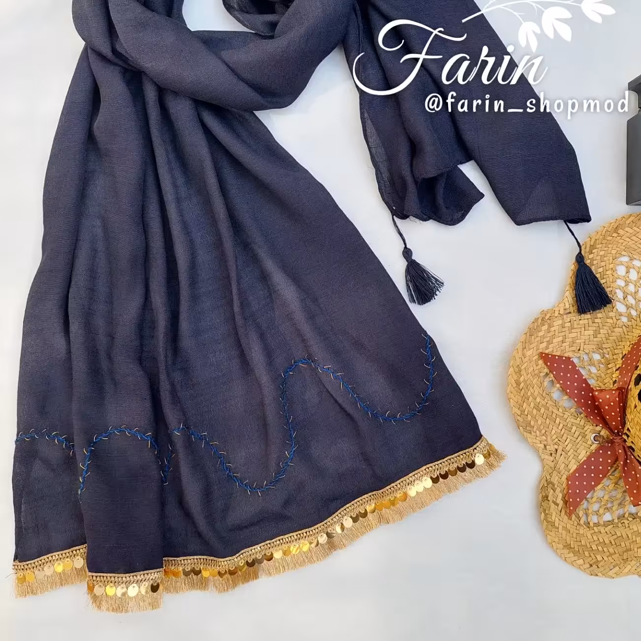 شال وال اسلپ گلدوزی طرح موج