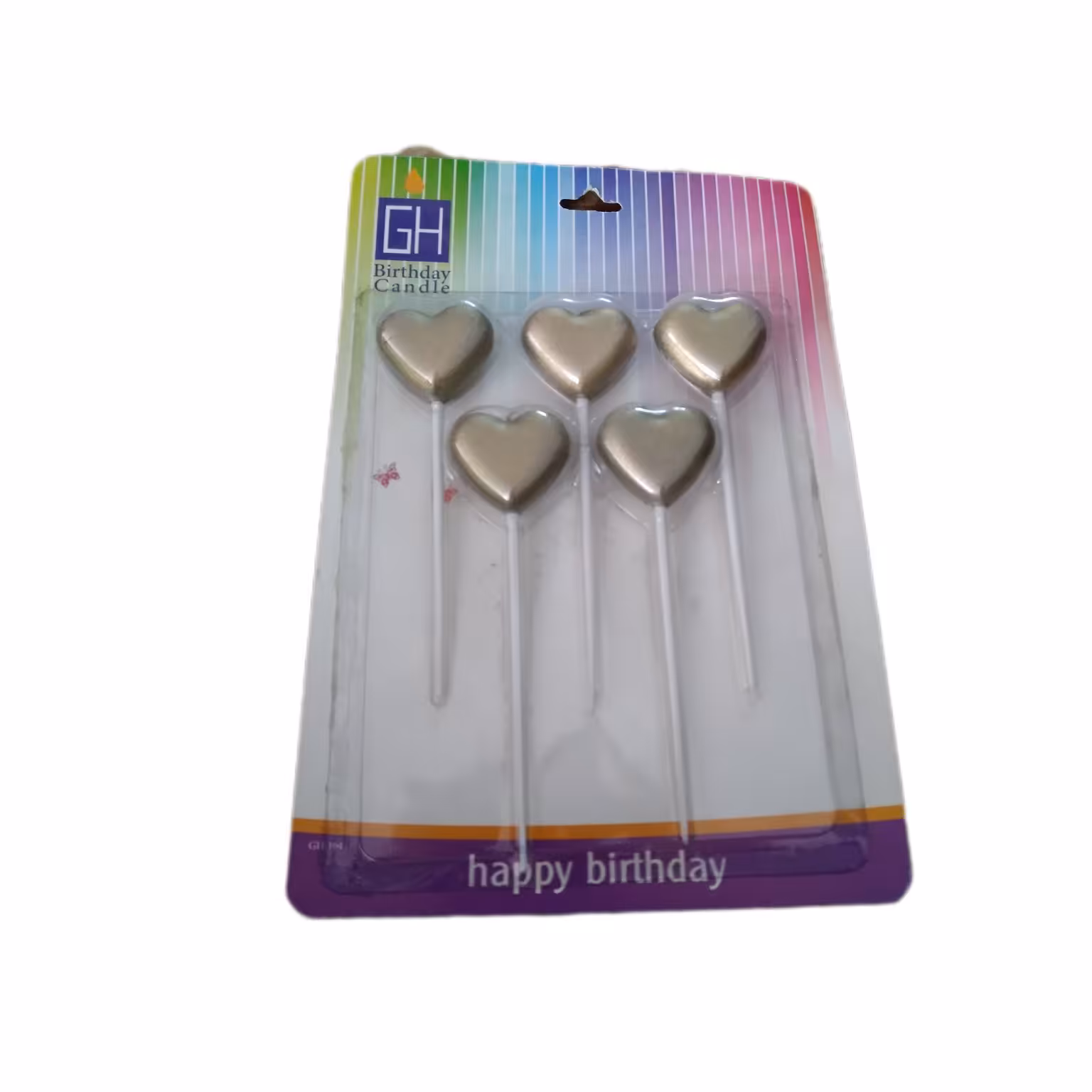 شمع 5 تایی قلب پایه دار رو کیکی 