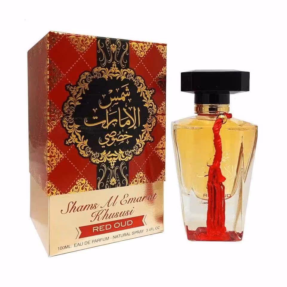 ادکلن شمس الامارات خصوصی رد عود red oud ساخت کشور امارات برند ارض الزعفران حجم 100 میل
