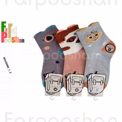 جوراب دخترانه مدل صورتک 3-1-05080 بسته 3 عددی
