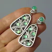 گوشواره طرح درخت با میوه سبز کد E357