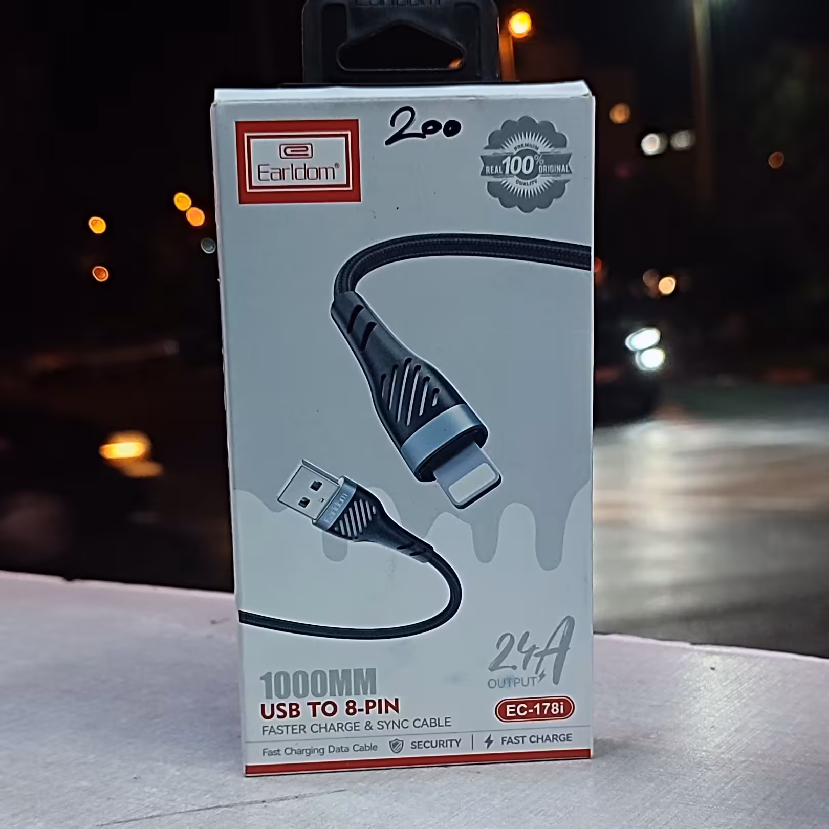 کابل شارژ آیفون لایتنینگ ازشرکت Earldom جنس کنفی مدلEC-178i کیفیت عالی 