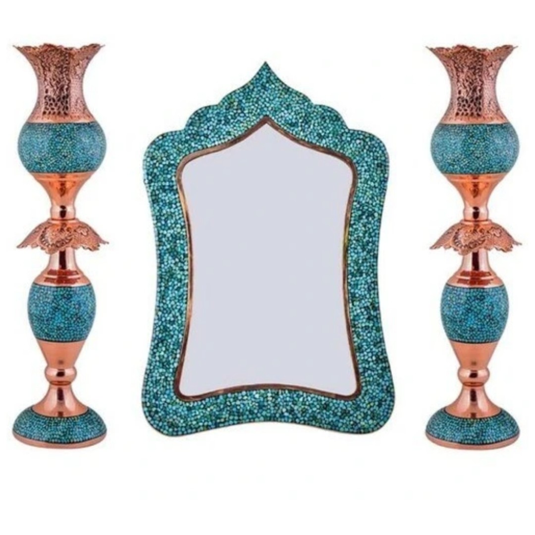 ست آیینه و شمعدان عروس آیینه و شمعدان فیروزه کوبی 