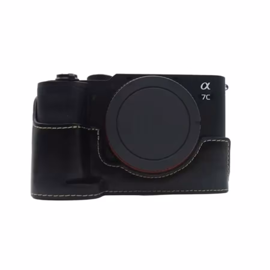کاور چرمی سونی cover of Sony camera A7C رنگ مشکی