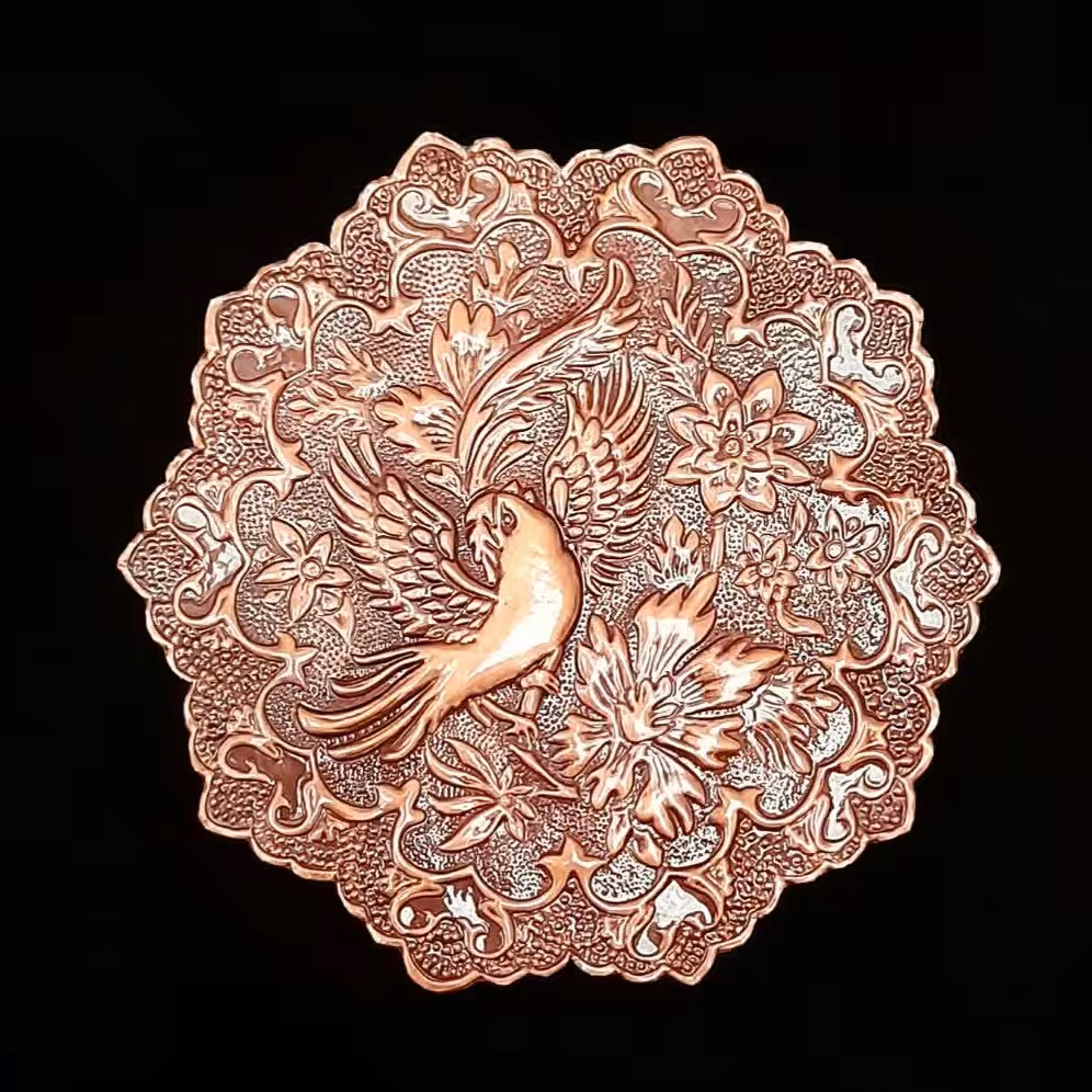 صنایع دستی، تابلو مس با طرح گل مرغ، قابل اجرا در طرح دلخواه شما