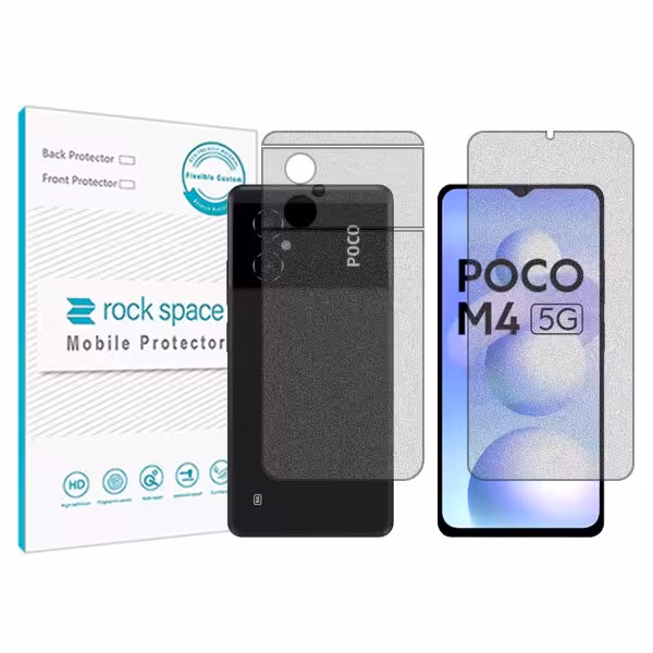 گلس صفحه نمایش و پشت گوشی شیائومی نسخه Poco M4 5G مدل نانو هیدروژل گیمینگ برند راک اسپیس کدSS