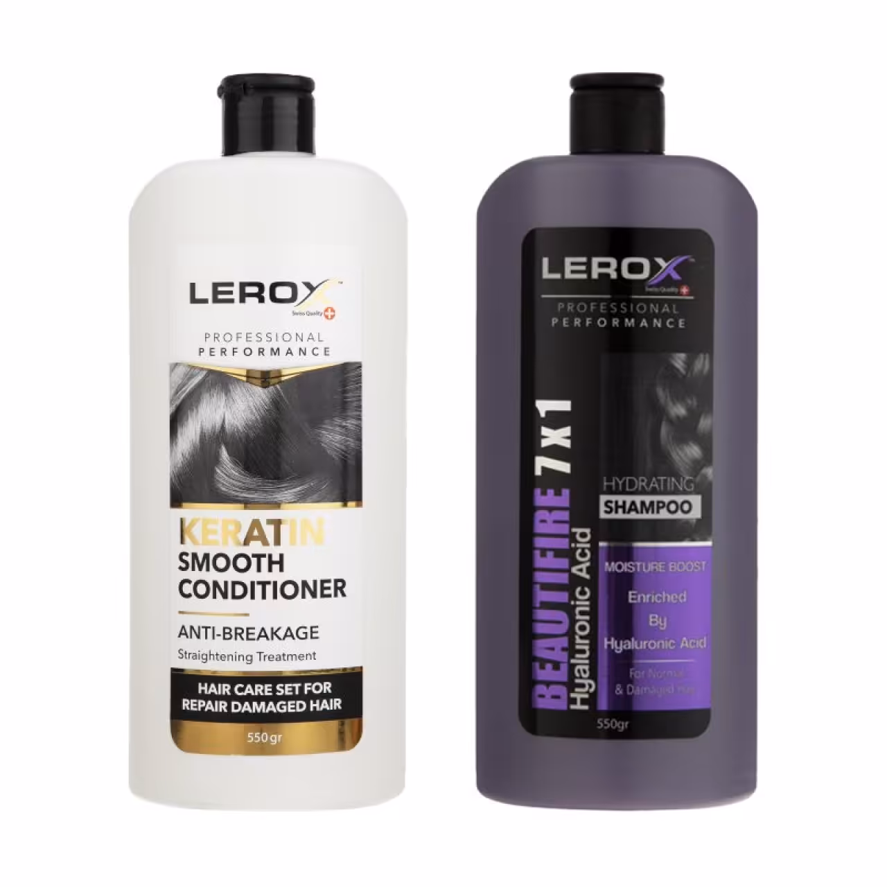 شامپو مو لروکس مدل بیوتی فایر وزن 550 گرم به همراه نرم کننده مو لروکس مدل کراتین وزن 550 گرم