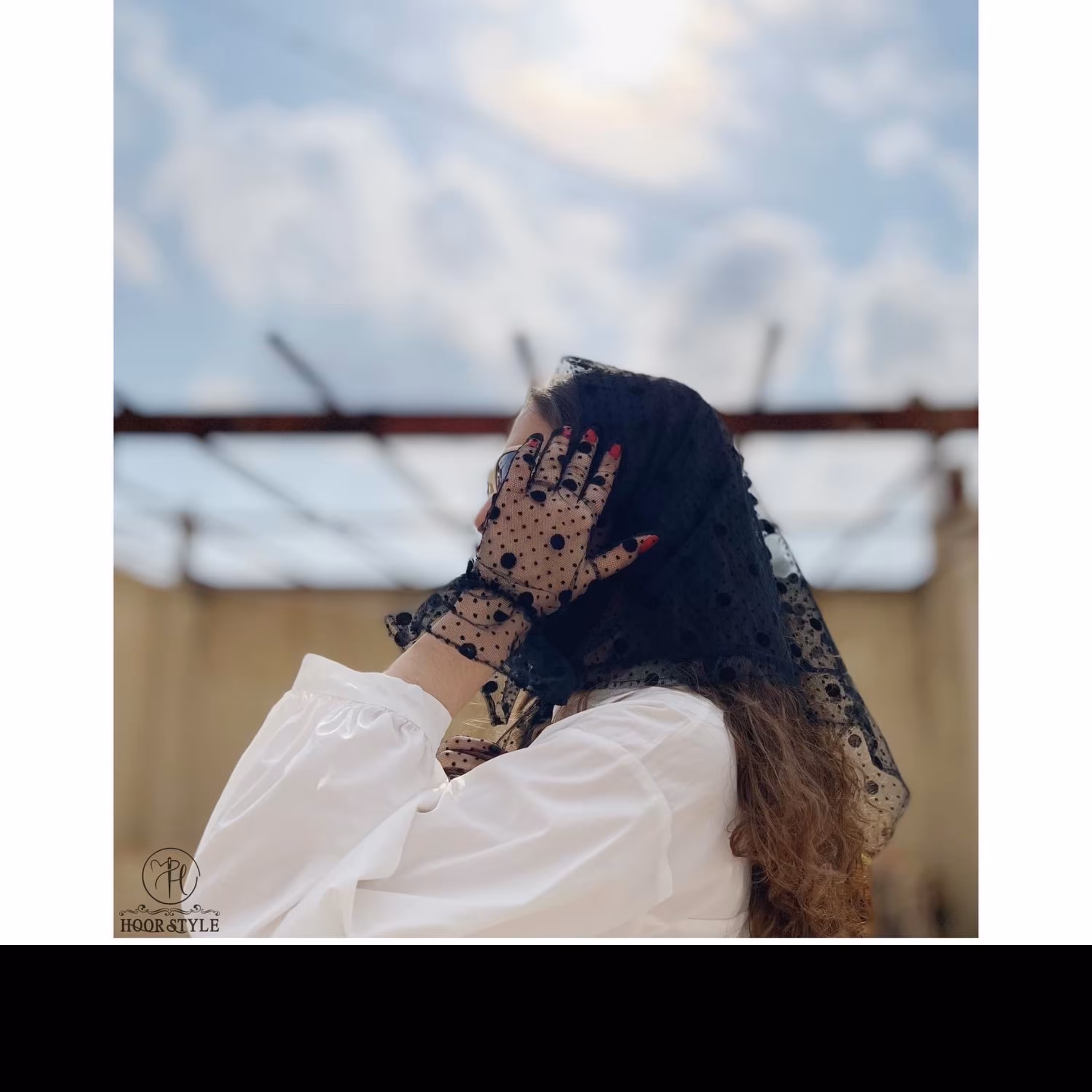 ست دستکش و مینی اسکارف توری