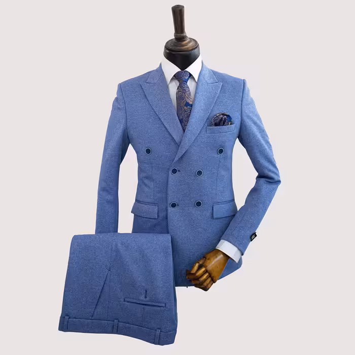 کت و شلوار مردانه آبی سوپرکش شش دکمه با ارسال رایگان 