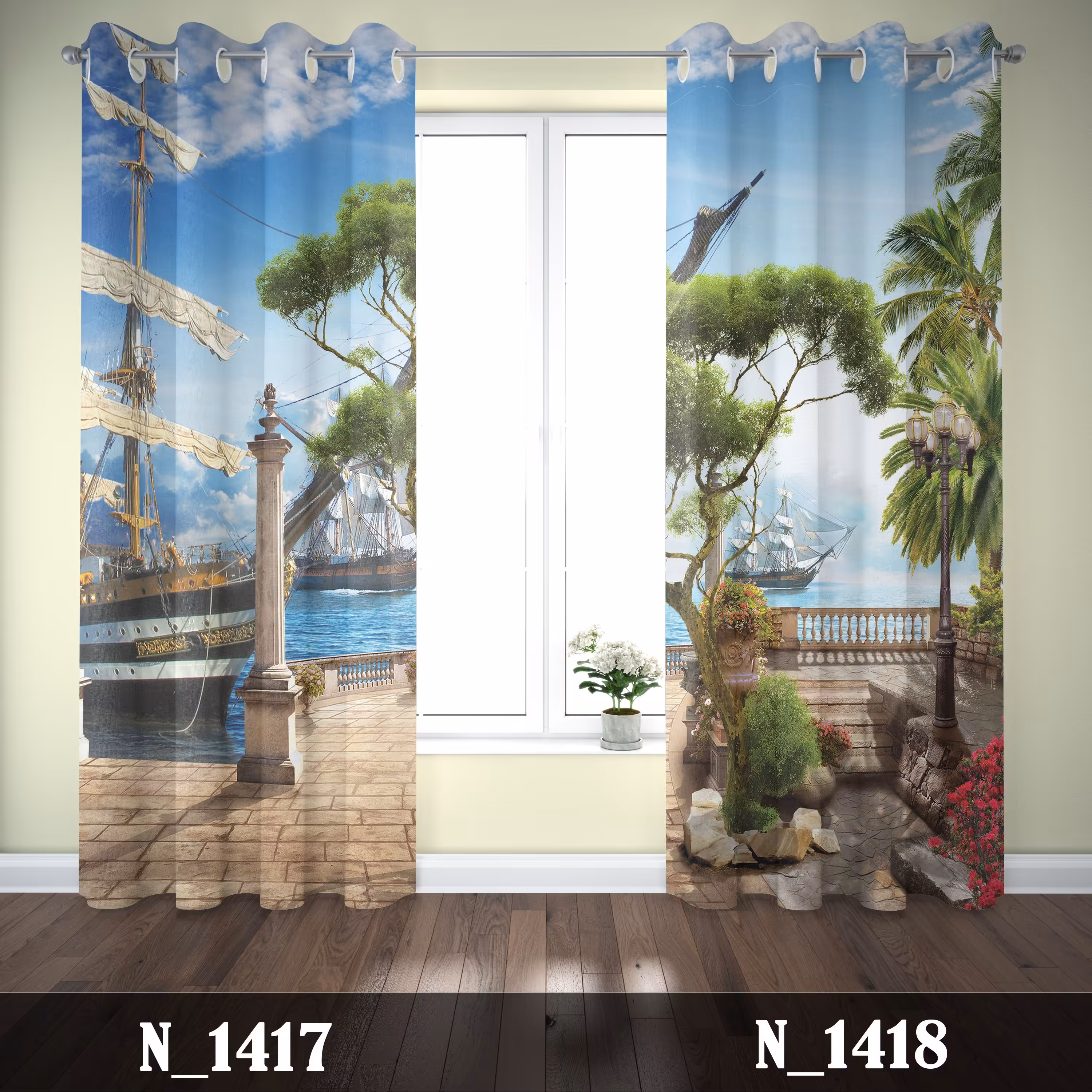 پرده چاپی پانچی طرح منظره