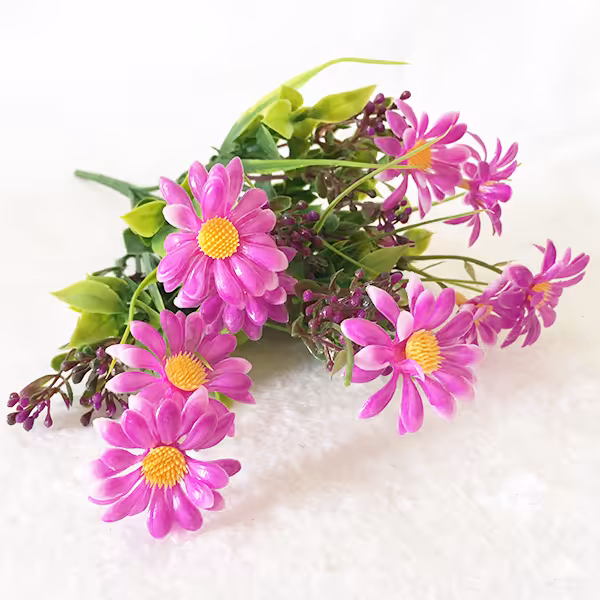 گل مصنوعی مدل بوته بابونه رنگ صورتی ابعاد ارتفاع 30 عرض 10 سانتی متر