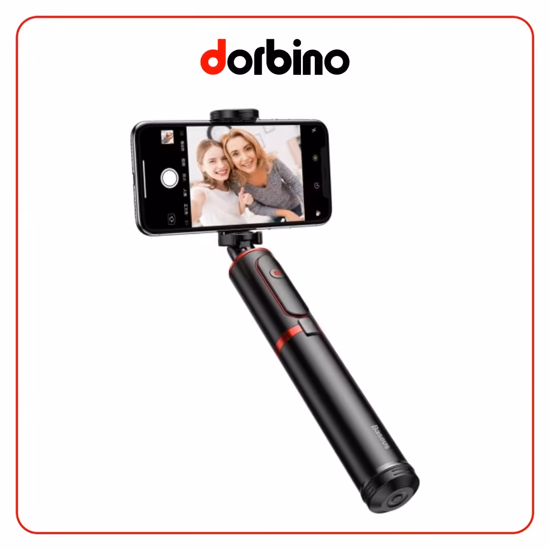 مونوپاد پایه دار بیسوس Baseus SUDYZP-D19 Fully Folding Selfie Stick Black red - فروشگاه دوربین دوربینو
