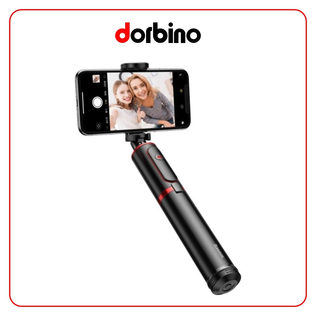 مونوپاد پایه دار بیسوس Baseus SUDYZP-D19 Fully Folding Selfie Stick Black red - فروشگاه دوربین دوربینو