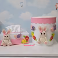 سطل و کاور دستمال کاغذی دخترونه طرح خرگوش