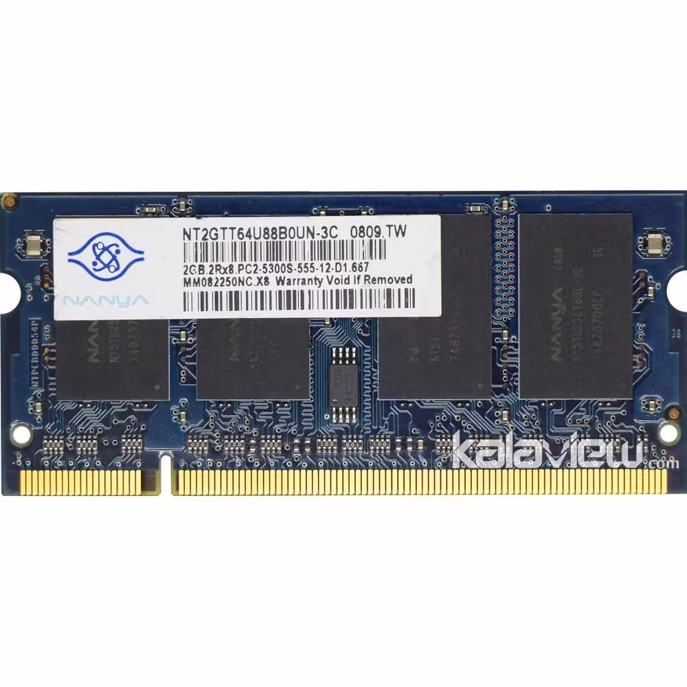 رم لپ تاپ نانیا 2GB مدل DDR2 باس 667MHZ-5300 سنگاپور NT2GT64U8HD0BN-AD (SG) تایمینگ CL6