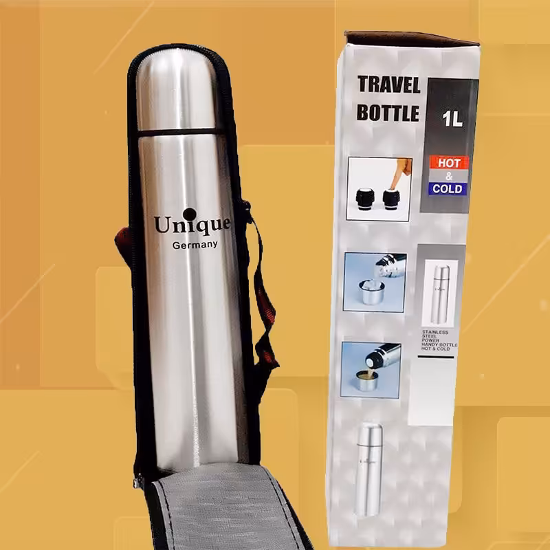 فلاسک مسافرتی نیم لیتری جنس یونیک دارای کاور