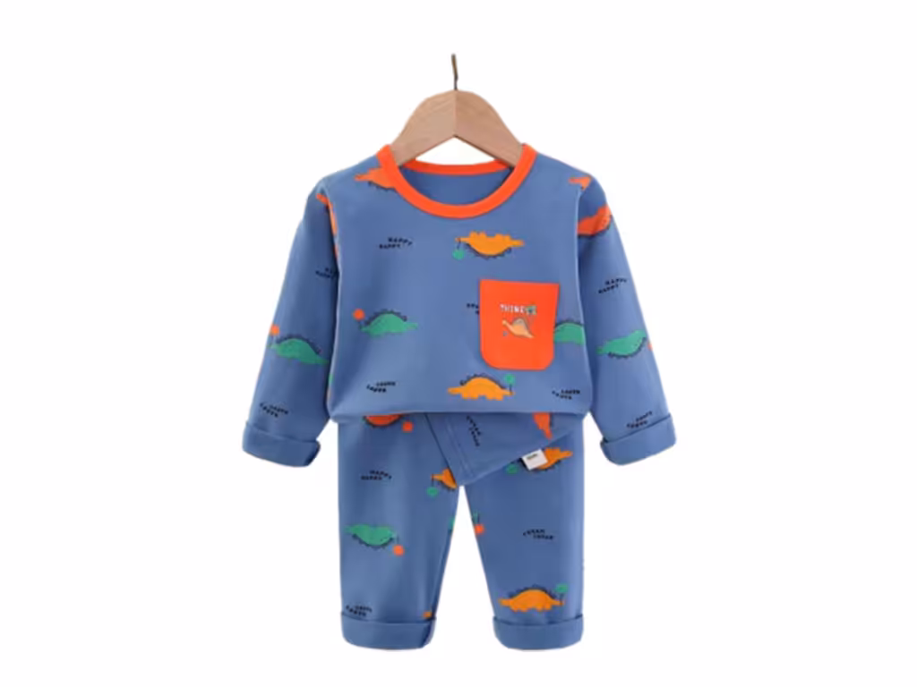 بلوز و شلوار راحتی پسرانه رنگ سرمه ای روشن طرح دایناسور