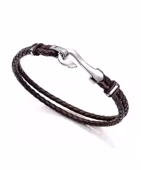 دستبند استیل و چرم مردانه و زنانه ویسروی, کد 6394P09011