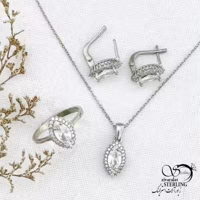 سرویس نقره سنگ جواهری با کد 12489