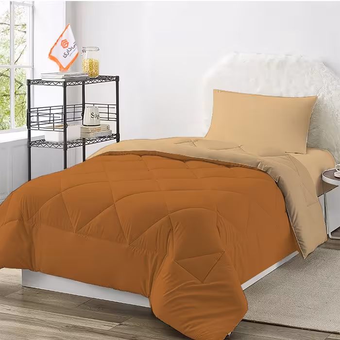 سرویس روتختی چیداری مدل دورو  یک نفره  رنگ قهوه ی روشن کرم عرض 120