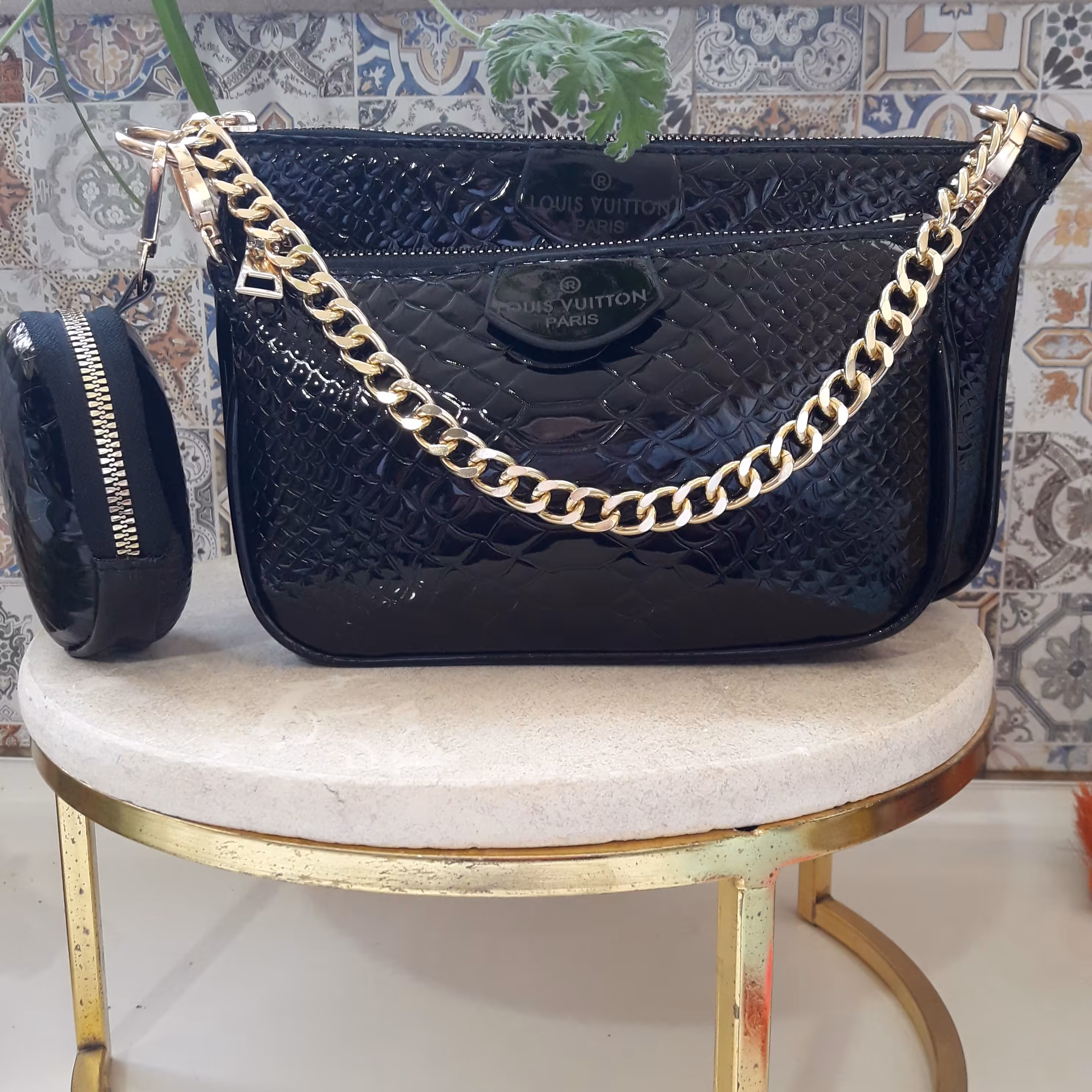 کیف طرح پوست ماری سه کیف در یک کیف شیک و جادار با بند کارتیه