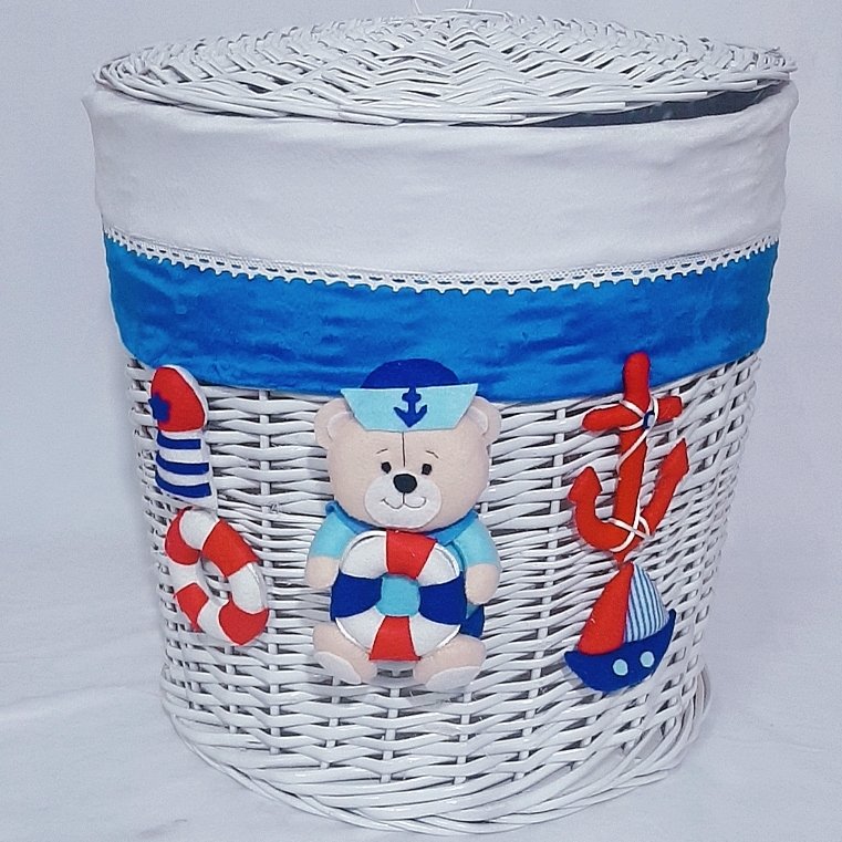 سبد لباس کودک سایز بزرگ طرح خرس ملوانی