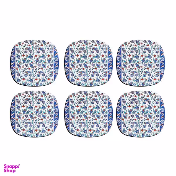 زیر لیوانی ترمه طراحان ایده مدل کاشی گل و انار کد CFP1278 بسته 6 عددی