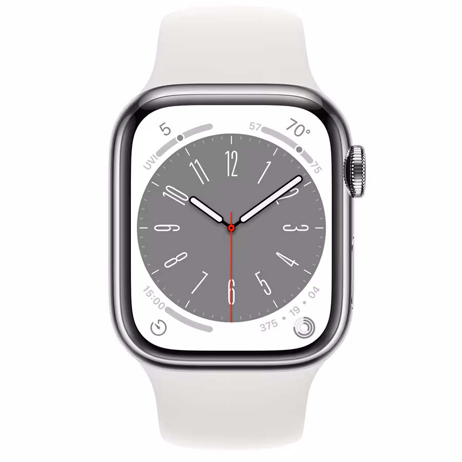 اپل واچ سری 8 قاب Silver Aluminum Case با بند White Sport Band مردانه 45 میلیمتری - Hiapple.ir
