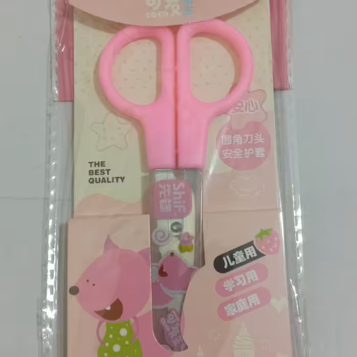 قیچی سر گرد دانش آموزی صورتی  