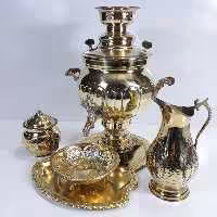 سماور برنجی  6 لیتر طرح قلم زغالی همراه با پاسماوری