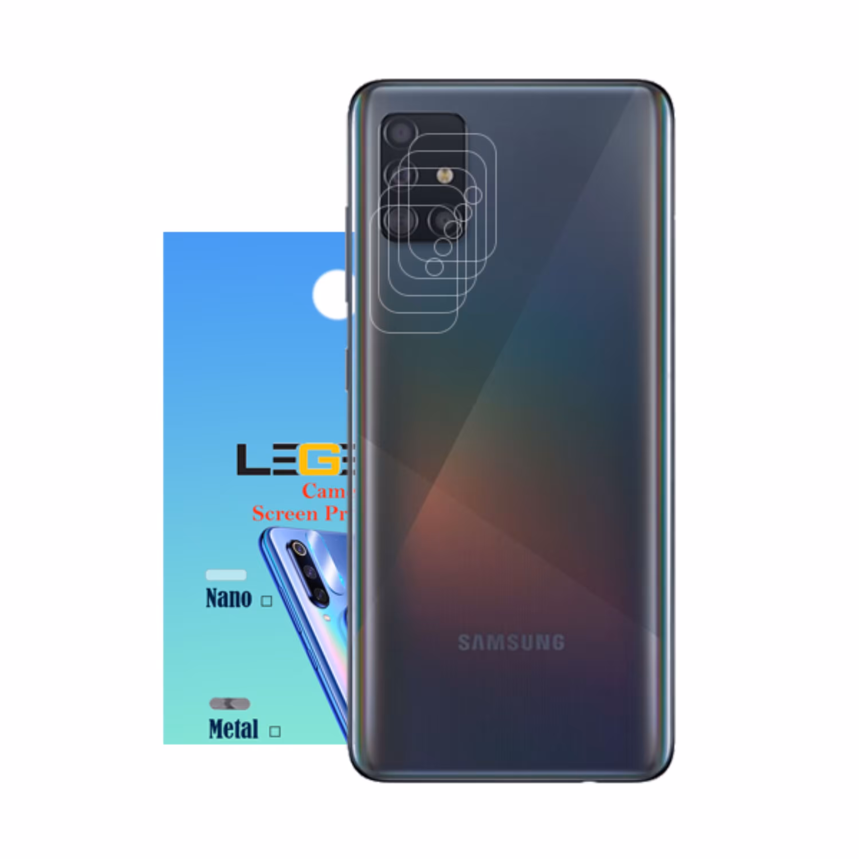 محافظ لنز دوربین لجند مدل نانو گلس مناسب موبایل سامسونگ Galaxy A51 بسته 5 عددی
