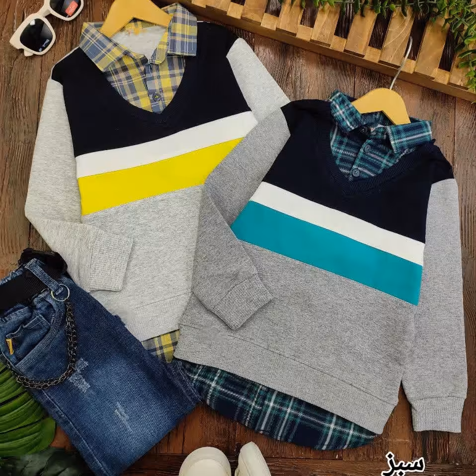 بلوز پسرانه یقه چهار خونه