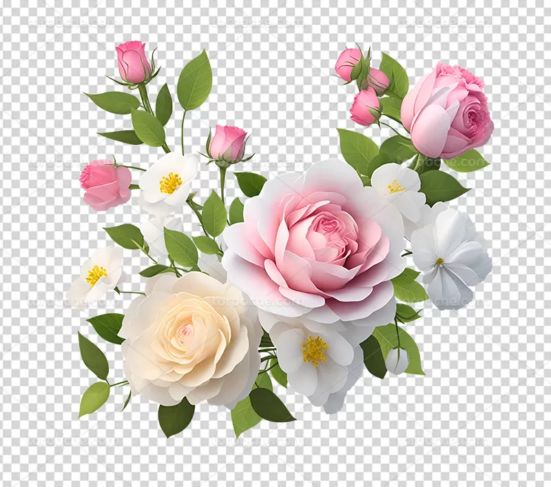 عکس PNG گل صورتی و زرد | گرافیک با طعم تربچه