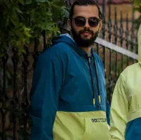 هودی مردانه D111 برساد رنگ آبی نفتی-مغز پسته ای سایز M
