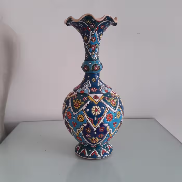 گلدان لبه چین میناکاری 