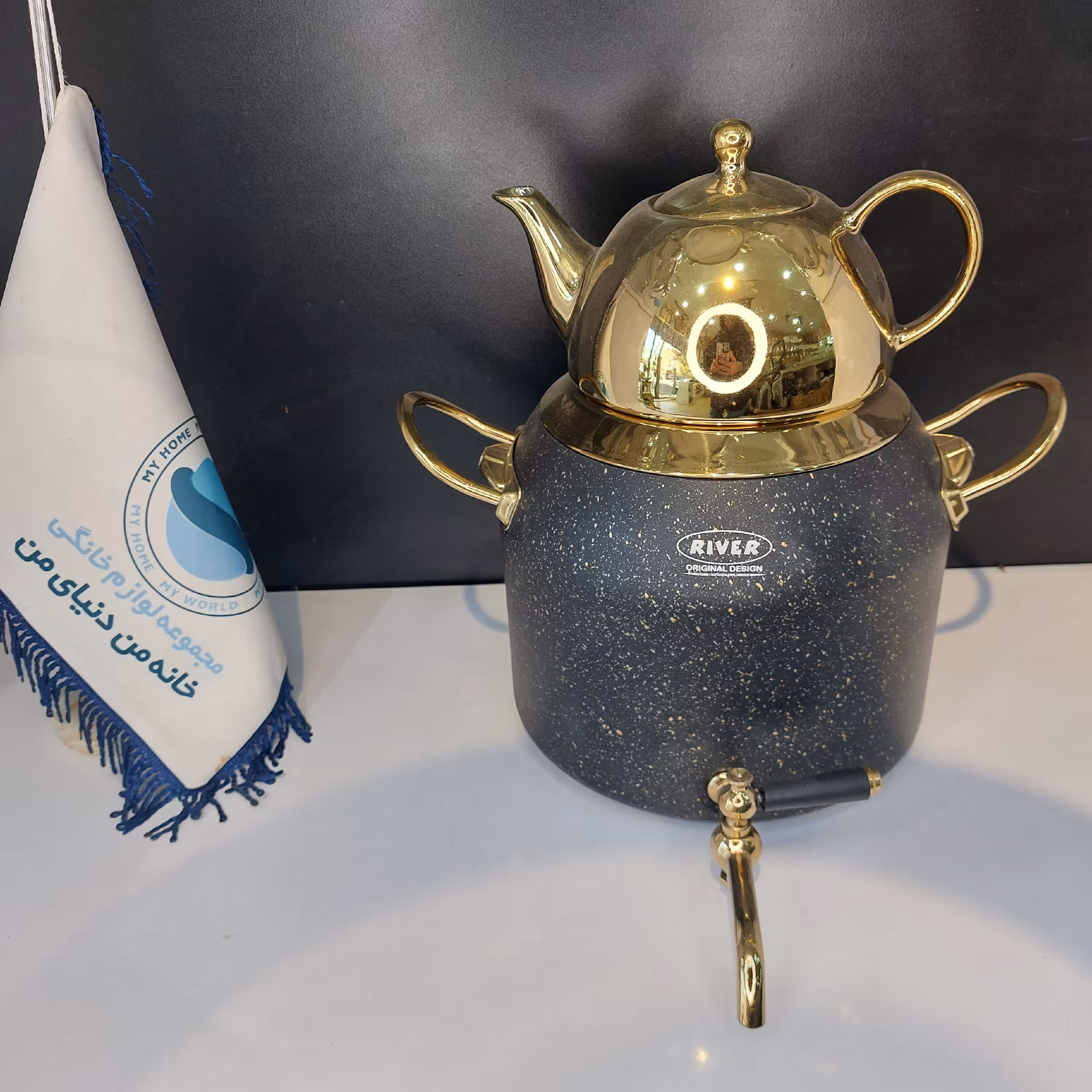 کتری قوری گرانیتی شیردار  ریور  6 لیتری River مشکی