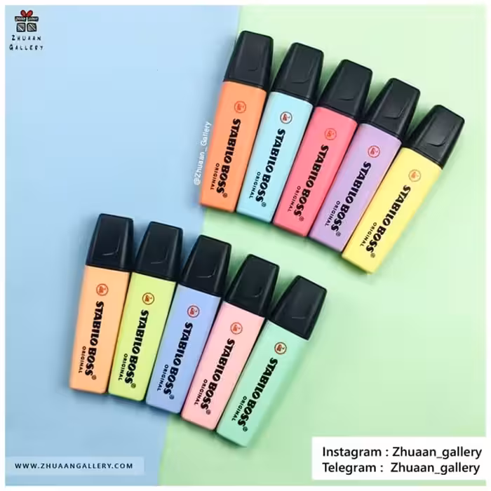 ست 10 رنگ ماژیک هایلایتر BOSS ORIGINAL استابیلو