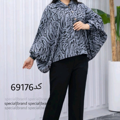 پانچو زنانه نخی کراش مدل شومیزخفاشی هیوا