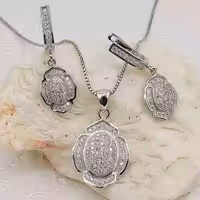 نیم ست نقره تایلندی میکروستینگ با آبکاری طلا سفید