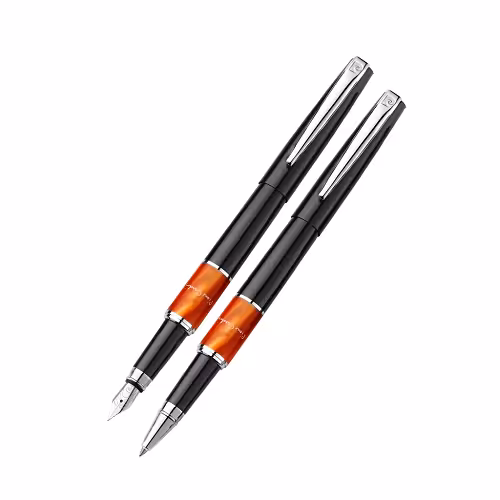 خودنویس و روان نویس پیرکاردین مدل LIBRA رنگ مشکی، قهوه ای مرمری